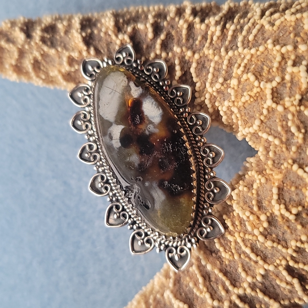 Sterling Amber Ring